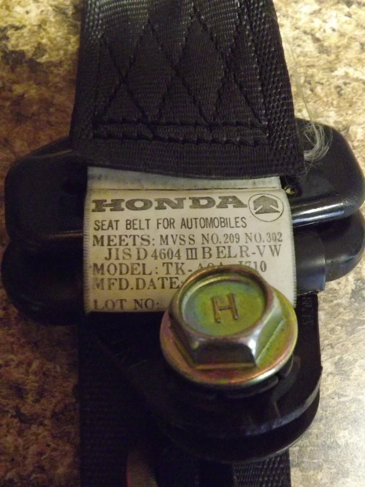 OEM 94-01 Acura Integra DC задняя пассажирская сторона внешний ремень безопасности в сборе черный RL - Изображение 2 из 3