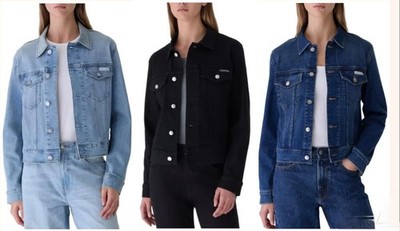 Calvin Klein Women's Long Sleeve Button Up Denim Classic Trucker Jacket