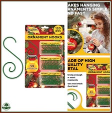120 Green S-Shaped Ornament Hooks for Christmas Tree Holiday Decor