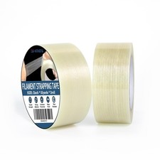 2 Rolls Filament Strapping Tape 2'' x 55yds x 5.5mil Reinforced Fiberglass Heavy