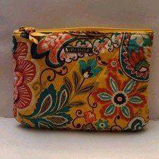 Vera Bradley Retired Yellow Provencal Floral Coin Purse Zip Case Wallet Pouch