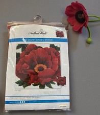 Needleart World PEONY No-Count Cross Stitch Kit 14 Count Color Printed Aida NIP