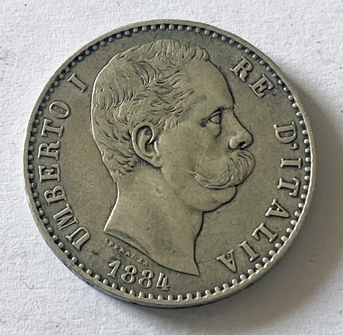 HN Kingdom Of Italy Umberto I 1884 Lire 2 Ag GIG#28 R238