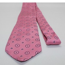 Hart Schaffner Marx Mens Pink Geometric Medallion Silk Necktie USA Made RN121148