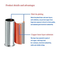Uninsulated Wire End Ferrules Set 1100 Pieces Copper Electrical Terminals Kit