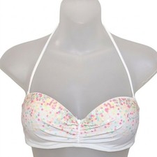 Victorias Secret White Sequin Push Up Halter Bikini Top 34C Neon Vintage Swim
