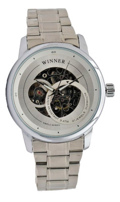 Winner Automatikuhr Mechanisch 42mm Skelett Uhr Silber Farben Edelstahl Neu