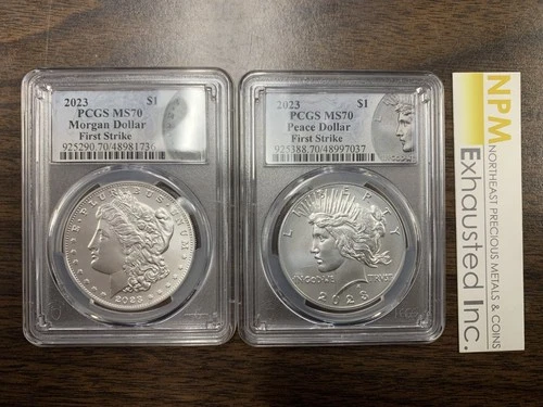 2023 Morgan and Peace Silver Dollar 2 Coin Set PCGS MS70 FIRST STRIKE