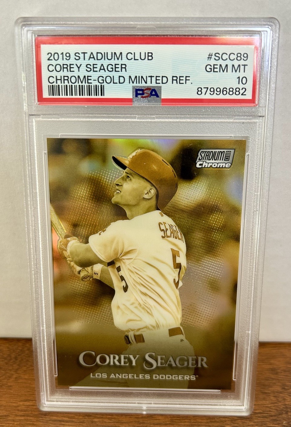 2019 Topps Stadium Club Chrome Gold Minted Refractor Corey Seager #SCC-89 PSA 10