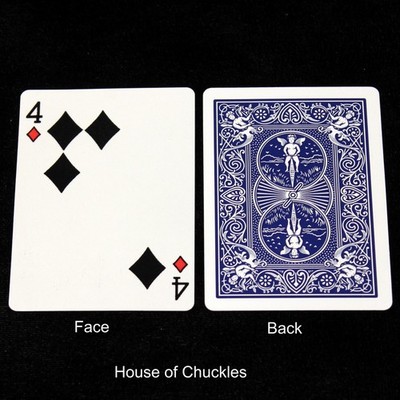 4 of Diamonds - Black with Red - 2 Moved Pips, Bicycle Printed Gaff Card, Blue