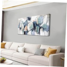 Line Art Canvas Decor and Grey Living Room Decorations Black and 20"x40" Blue