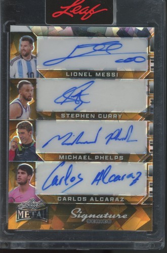 2024 Leaf Metal Signature Series Lionel Messi Stephen Curry Josh Allen 1/1 Auto