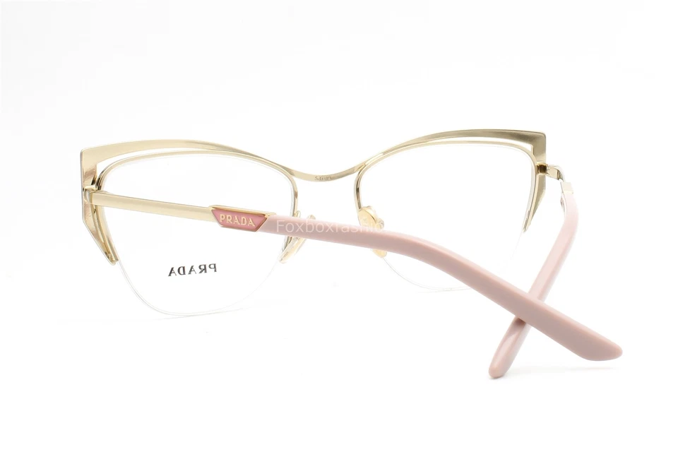 Prada Semi Rimless Eyeglasses VPR63Y 14A-1O1 Alabaster Pink Gold 54mm No Case - Image 4 of 4