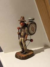 Hand Craved Wooden Sculpture A Italian Street Musician Handmade Folk Art