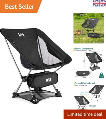 Trail Hawk ultraleichter faltbarer Campingstuhl mit Bodenmatte - einfacher Aufbau, schwarz