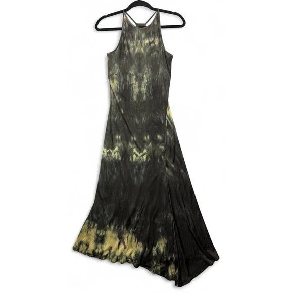 Lida Baday 领带染料 Midi 连衣裙 S 小号绿色领带染料球衣无袖背心太阳 — 第 2/4 张图片