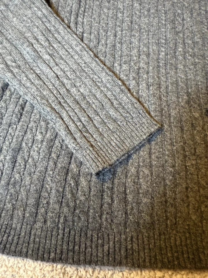 Suéter Valerie Stevens 100 % cachemir para mujer grande gris tejido con cable manga larga Foto 4 de 4