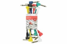 6 x Guitar Patch Leads/Cables 15cm Coloured For Effects Pedals Pack Of 6