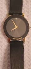 vintage wittnauer mens watch Thin, Gorgeous  Black Dial With Single Diamond @12