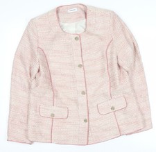 Damart Women’s Pink Tweed Button Blazer Jacket UK 14 Classic Mid-Length