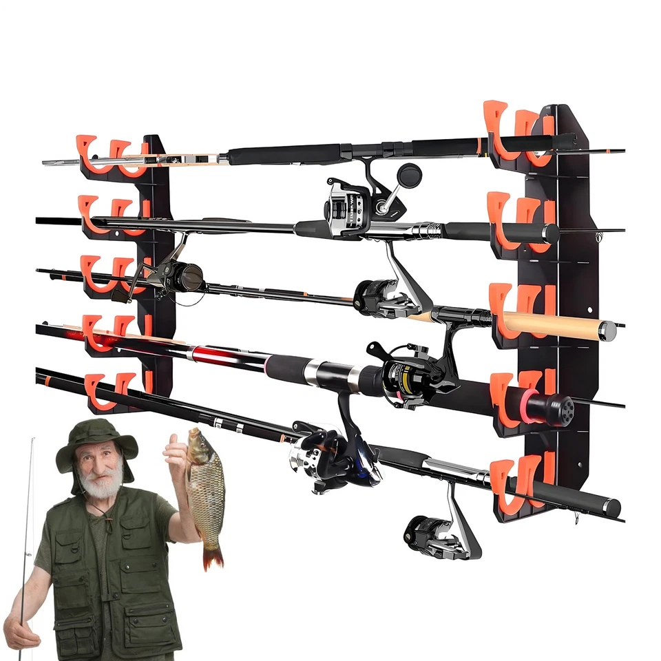 Angelrutenhalter für 10 Rollen, Decken- oder Wandmontage in der Garage zur Aufb