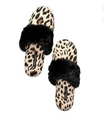 NWT Victoria's Secret Signature Satin Slippers Leopard Animal Print Sz Small 5/6