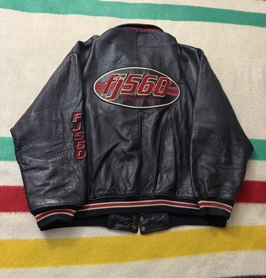 Vintage 90s Fat Joe FJ560 560 Black Red Real Leather Jacket Terror