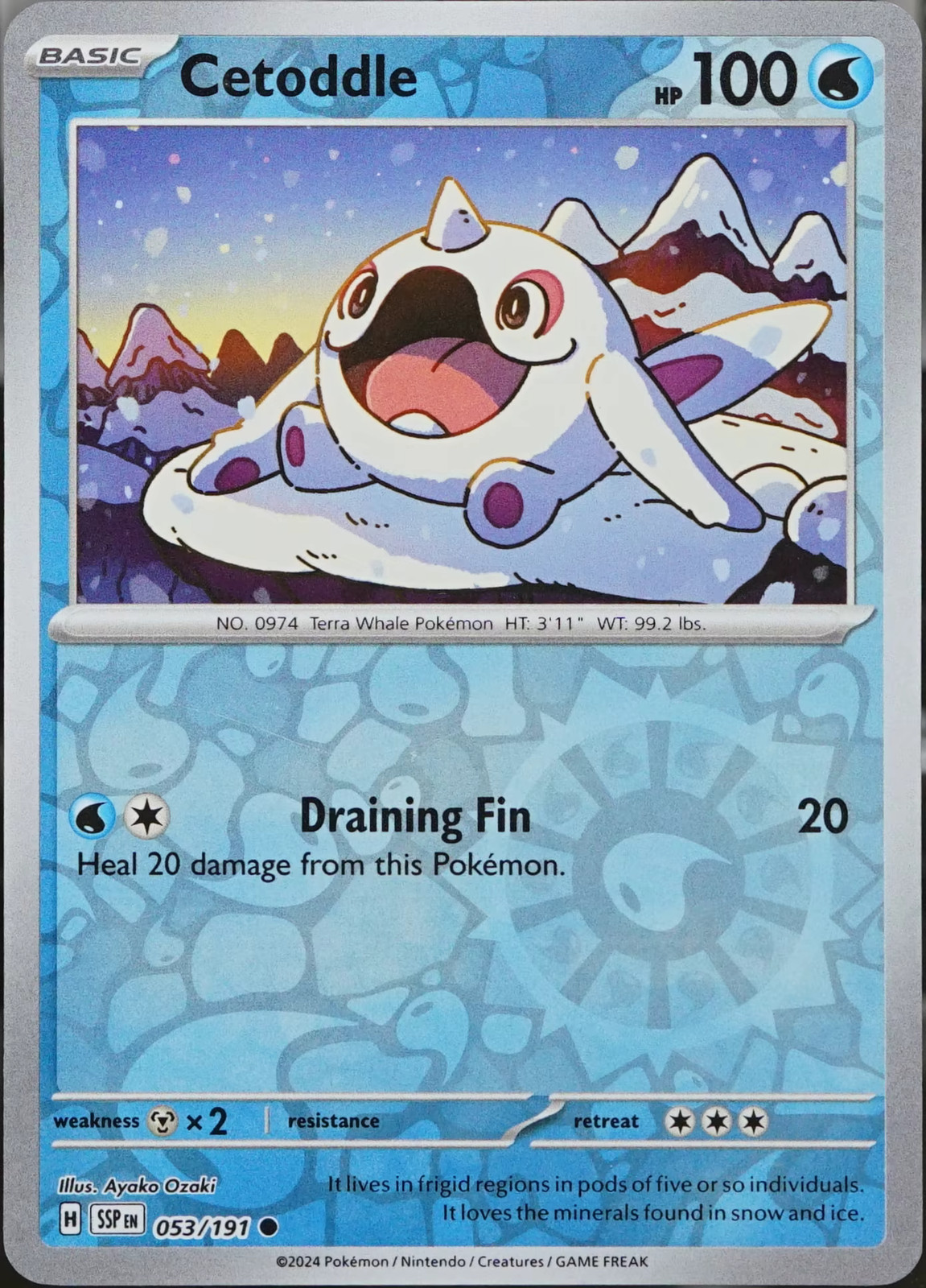 Surging Sparks #53 Cetoddle Reverse Holofoil Pokemon NM