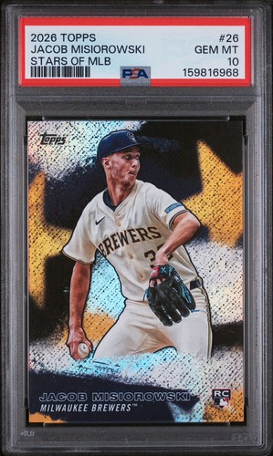 2026 TOPPS STARS OF MLB #26 JACOB MISIOROWSKI SP ROOKIE CARD PSA 10 Brewers (RC)