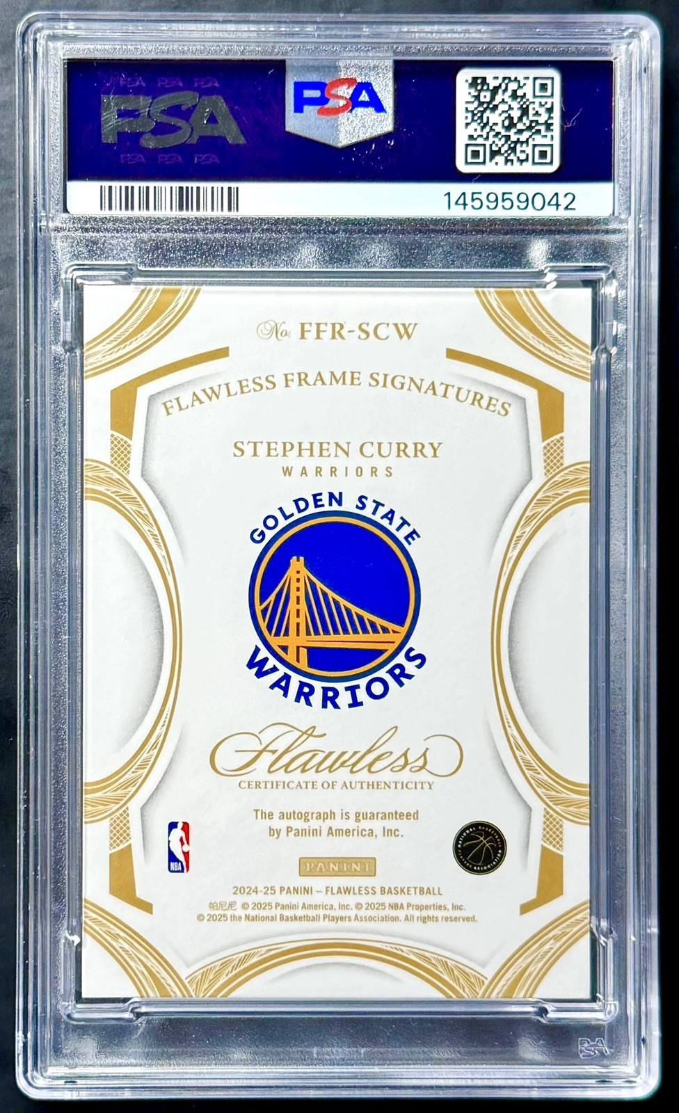 2024-25 Panini Flawless STEPHEN CURRY #3/10 Gold Frame Auto PSA 10/10 Gem POP 1 view 2