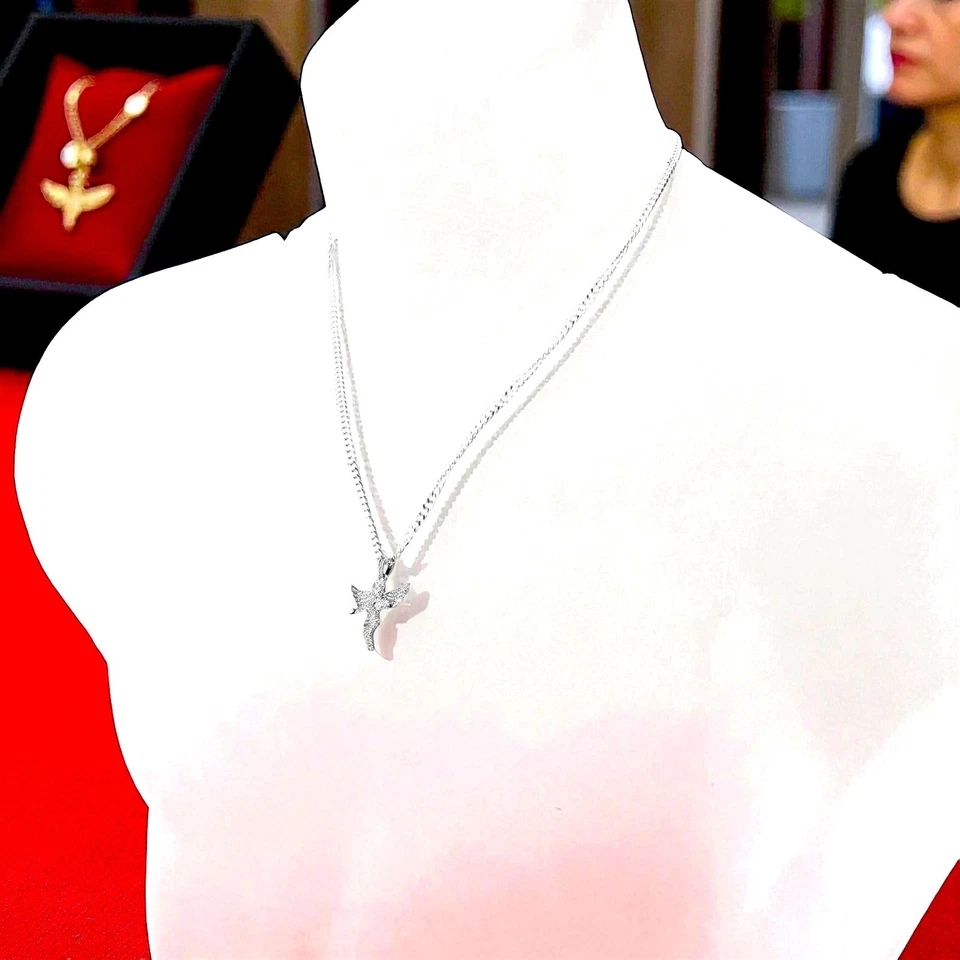 Collar de cadena cubana colgante ángel circonita cúbica helada bling hip hop para hombre 20" Foto 2 de 3