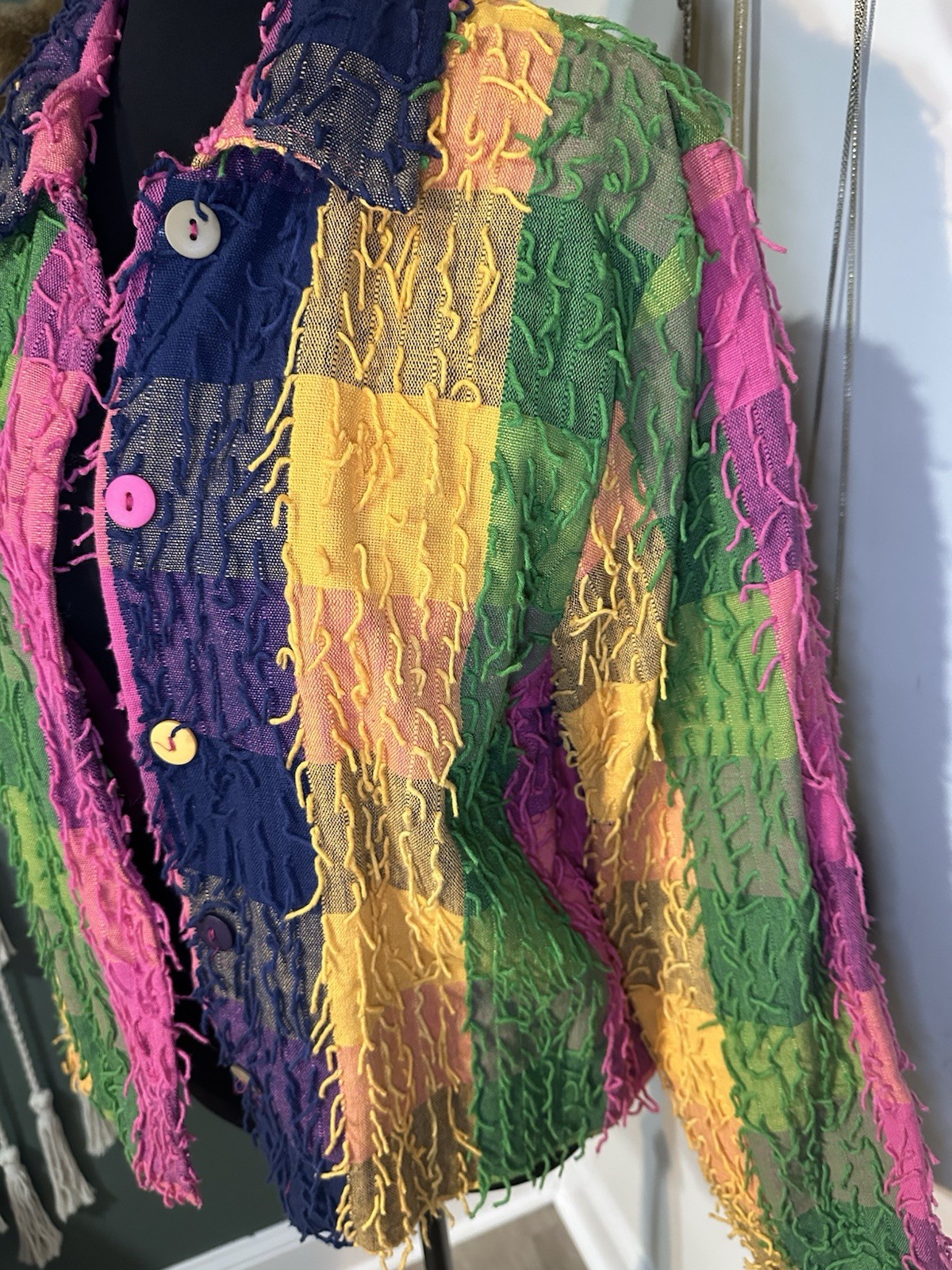 90s Colorblock Patchwork Jacket Medium Textured F… - image 4