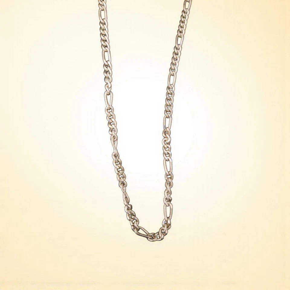 silberne Halskette aus Stahl mit Karabinerverschluss ca.3mm stark / 61cm lang - Bild 3 von 4