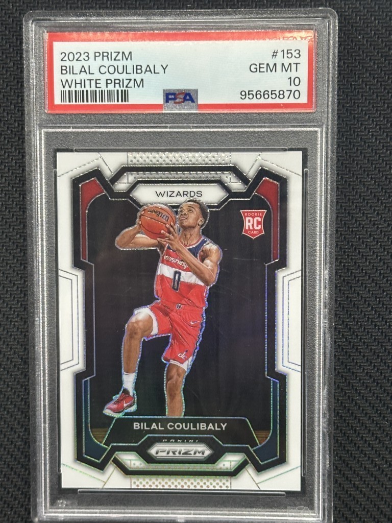 Bilal Coulibaly 2023-24 Panini Prizm White Prizm PSA 10 Rookie Wizards #153 /175