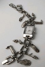 FOSSIL 2 Ladies Charm Watch Bracelet 10 Charms L17.5cm Needs Battery Vgc