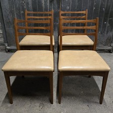 Four Retro Vintage Mid Century Teak Dining Chairs