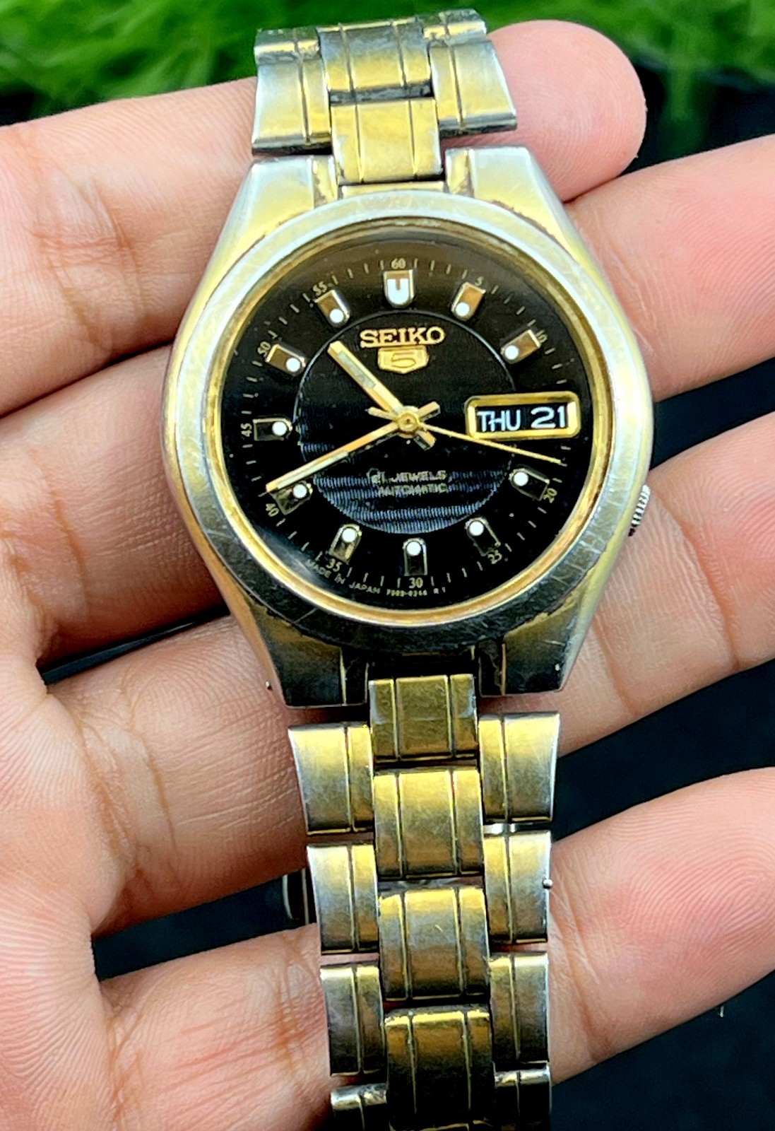 Men 21 Of Seiko 5 Automatic Vintage Watch Date Made Jewels Day Japan Mahin 7A26B - vintagewatches.pk