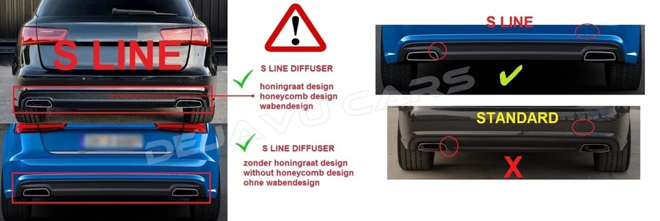Diffuseur agressif approche arrière tablier arrière pour Audi A6 C7.5 Facelif... - Photo 2/4