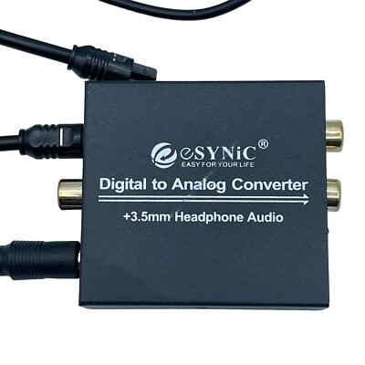 eSynic DAC Digital to Analog Audio Converter Optical SPDIF Coaxial + Cables