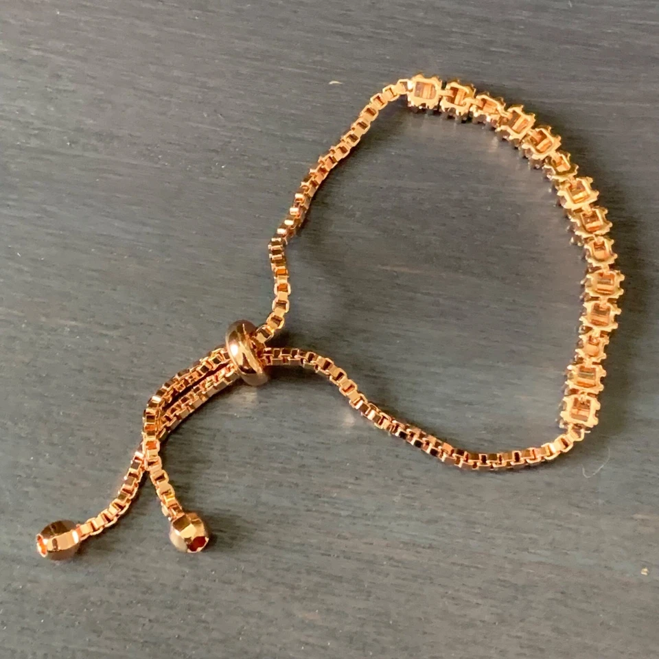 Pulsera Ajustable Oro Rosa Joan Boyce Baguette Piedras Elegante Estate Foto 4 de 4