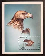 ANGOLA BIRDS OF PREY SOUVENIR SHEET 2000 MNH GOLDEN EAGLE STAMPS BIRD WILDLIFE 1