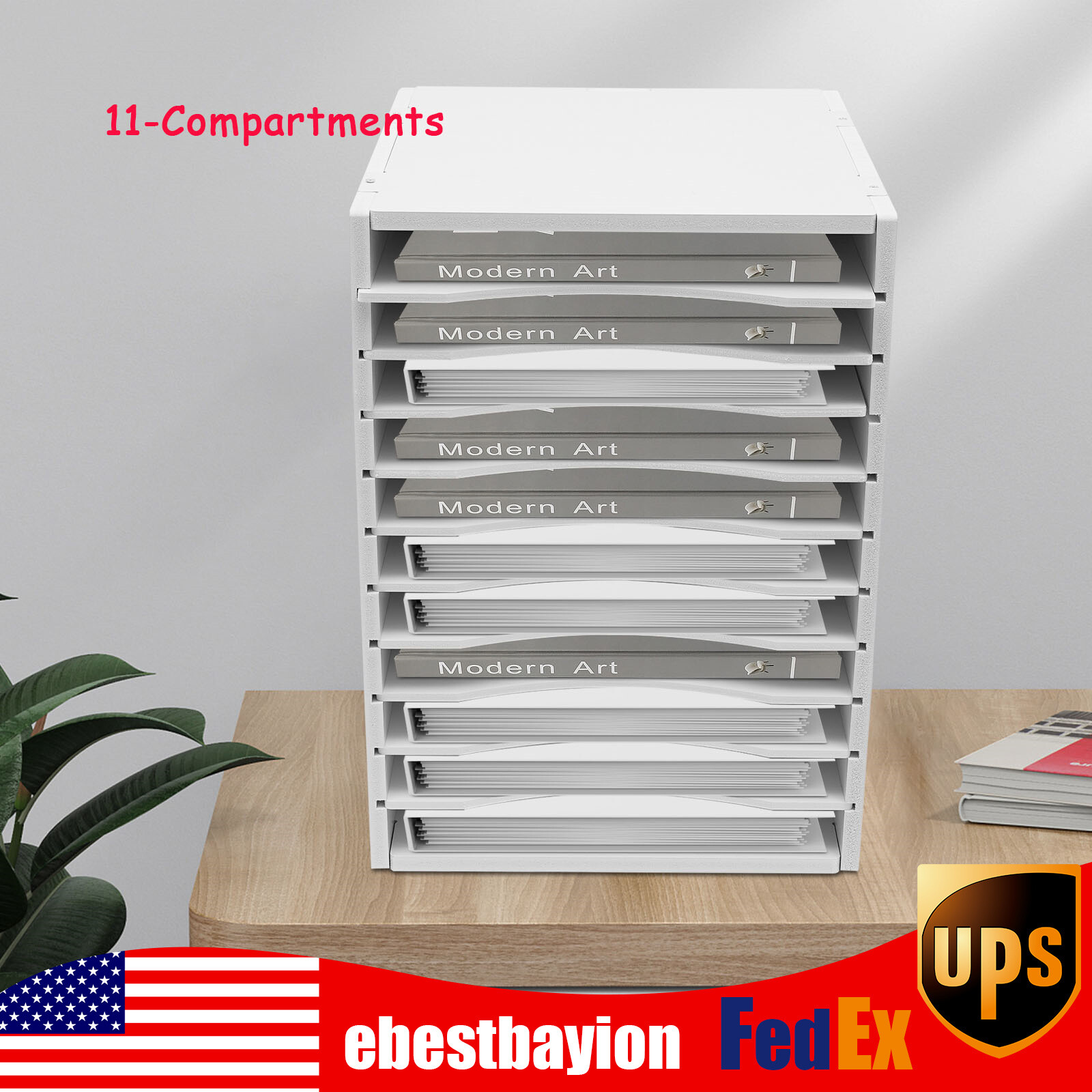 11-Slot Desktop File Organizer for Documents - Office & Home Storage Rack  