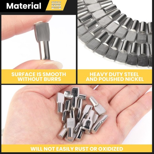 100 PCS Shelf Pins Metal Nickel Support Pegs Shelf Support Pegs 5mm Shelf Pin... - Picture 3 of 7