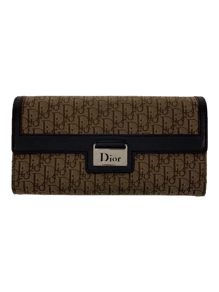 Portefeuille long femme Christian Dior trotteur toile marron motif total occasion