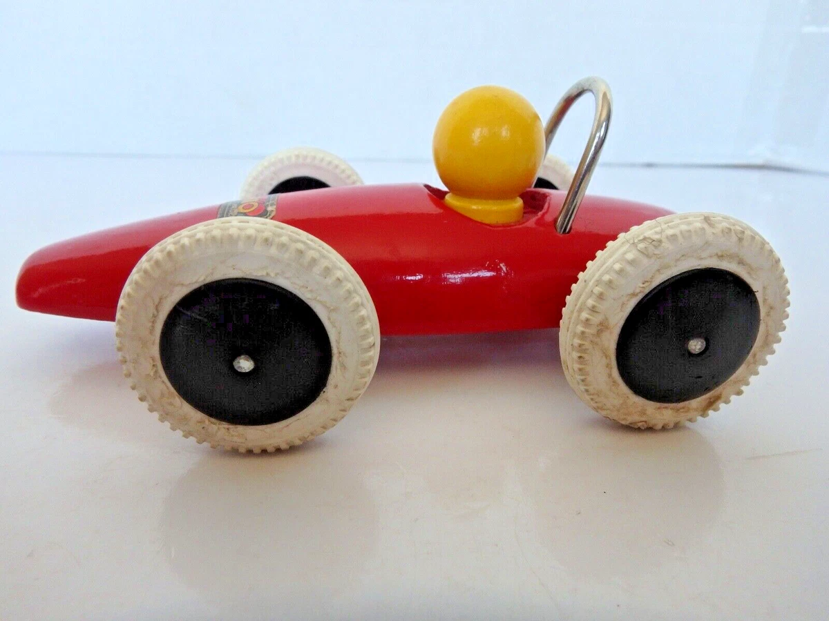 Vintage Wooden Toy BRIO Speedster Race Car Classic Red Push Along