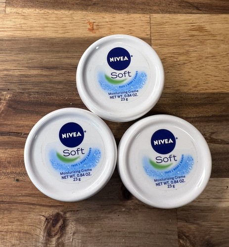 3 SEALED Nivea Soft Moisturizing Creme Face Body Hands 0.84 oz Beach Swimming - 第 1/7 張圖片