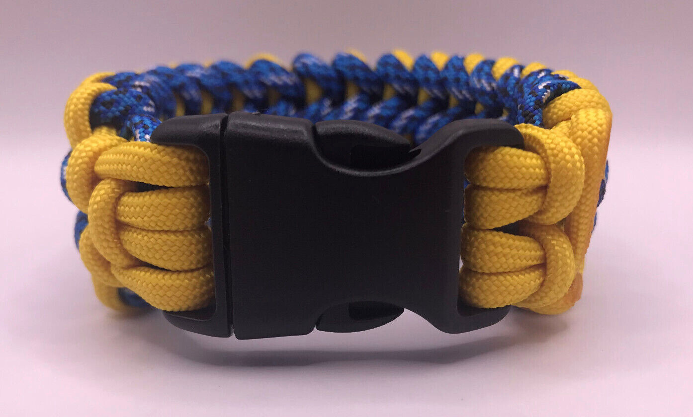 Handmade Blue & Yellow Paracord Bracelet Trendy Unisex Camping Suvival