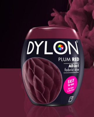 DYLON Fabric Machine Dye Pod PLUM RED 350g Cotton, Wool - Natural Fibres  