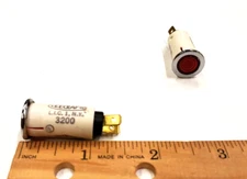 (1x) 6VAC/DC - 20mA - 1/2"  Red Incandescent Panel Mount Indicator - 3/16" QC