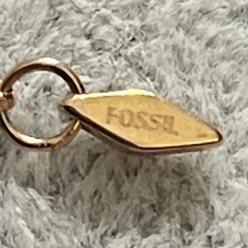 FOSSIL ROSE GOLD TONE+CRYSTAL PLAQUE CHARM CHAIN BRACELET - Picture 8 of 8